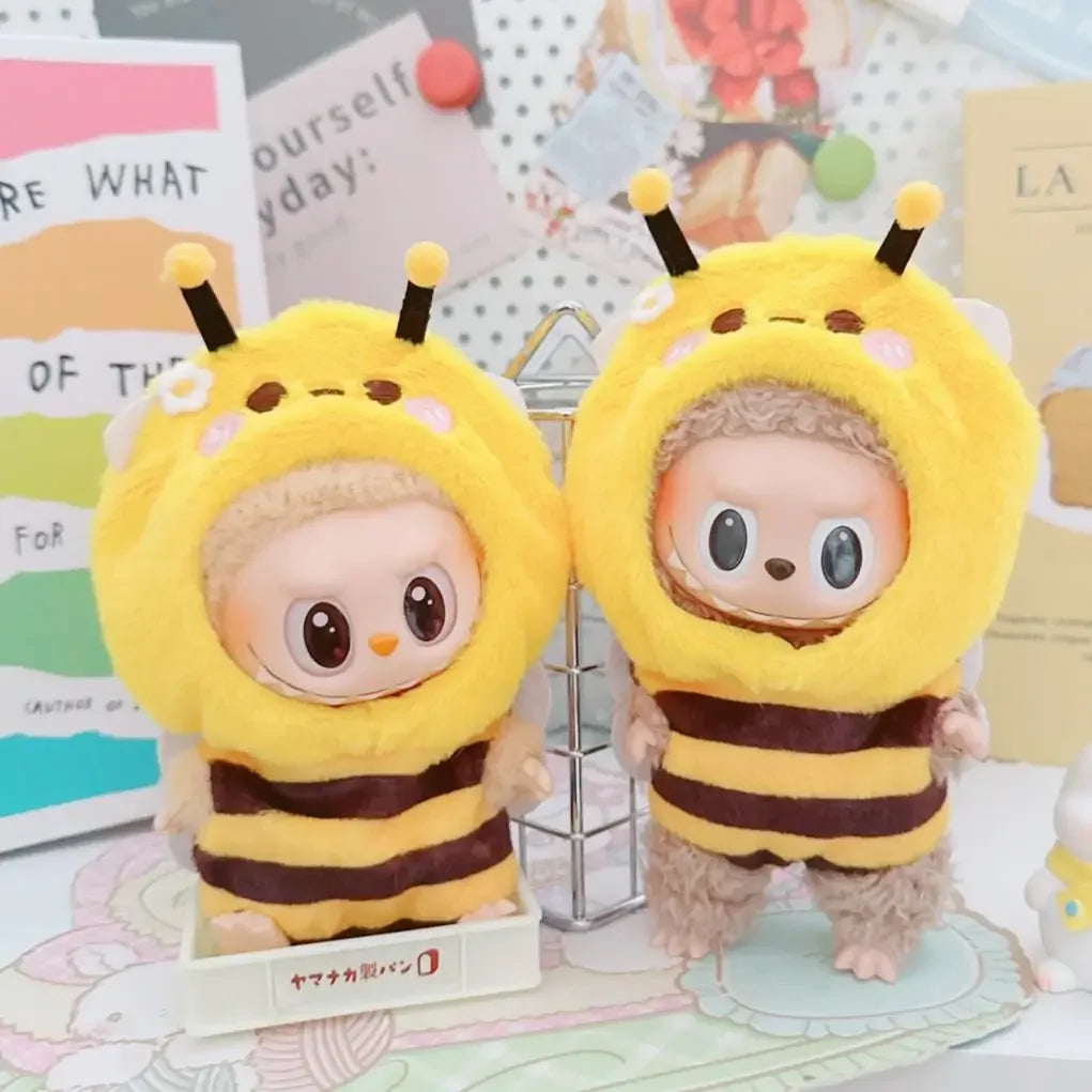 Tenue de fête assise labubu V1 V2 de 17cm, vêtements en vinyle, poupée petite abeille, onesie, poupées mignonnes, accessoires de décoration