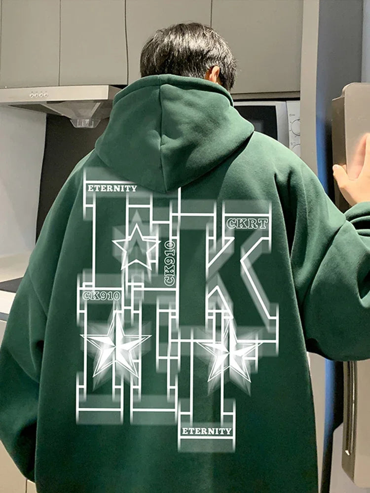 Automne polaire surdimensionné sweats à capuche pour hommes Hip Hop lettre imprimé sweats à capuche 2025 nouveau Y2K Streetwear pull à capuche