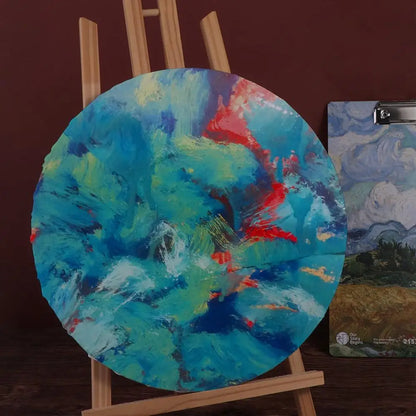 Peinture à l'huile en bois épais pour artiste, tableau de peinture en coton blanc, cadre photo, toile circulaire, planche à dessin