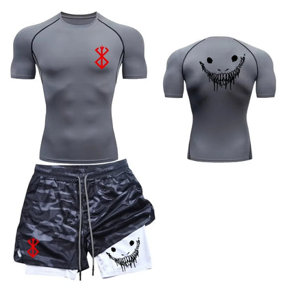Ensemble de fitness décontracté à la mode pour hommes, vêtements de sport à séchage rapide, shorts + chemise, ensemble 2 pièces, course à pied, entraînement, été