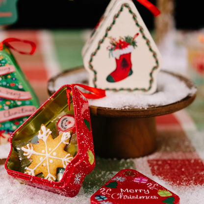 Boîte d'emballage cadeau de bonbons de noël en forme d'arbre de noël avec corde suspendue, boîte en fer blanc, décoration de fête de noël et du nouvel an