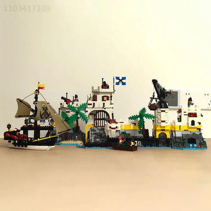 Décennie s de construction modulaires de la série Pirates médiévaux, briques de bricolage, réfrigérant Eldorado, baie de Barracuda, cadeaux jouets, 7,5, 2509 pièces, 10320