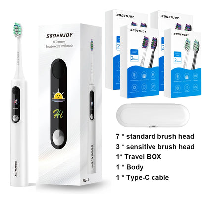 SOOENJOY NB-1 brosse à dents électrique sonique écran LCD intelligent brosse à dents sonique Mode bricolage nettoyeur automatique adulte IPX7 étanche