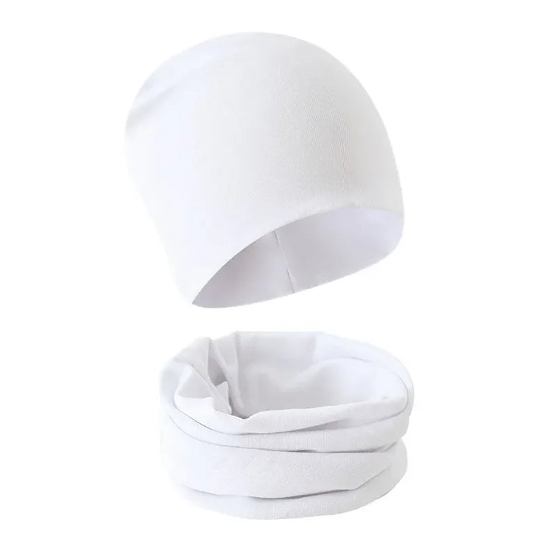 1-14Y automne hiver couleur unie doux chaud activités de plein air casquette écharpe pour filles et garçons infantile chapeaux ensemble enfants bonnets casquette
