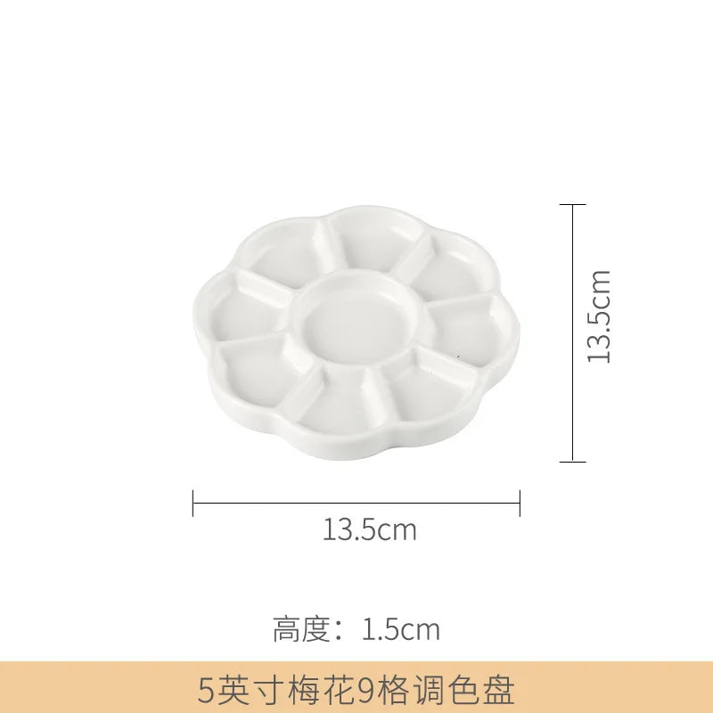 Jingdezhen – Palette en céramique fleur de prunier, plateau de peinture à l'aquarelle, Gouache, fournitures professionnelles de niveau d'artiste, multi-spécifications