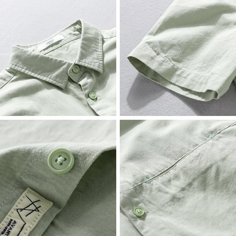 Chemises à manches courtes en pur coton pour hommes, Streetwear fin et doux, Vêtements décontractés, Nouveau, Été, FY723