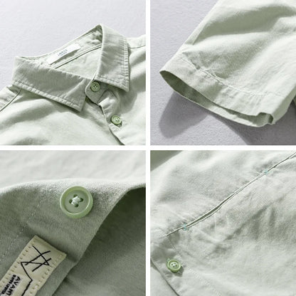 Chemises à manches courtes en pur coton pour hommes, Streetwear fin et doux, Vêtements décontractés, Nouveau, Été, FY723
