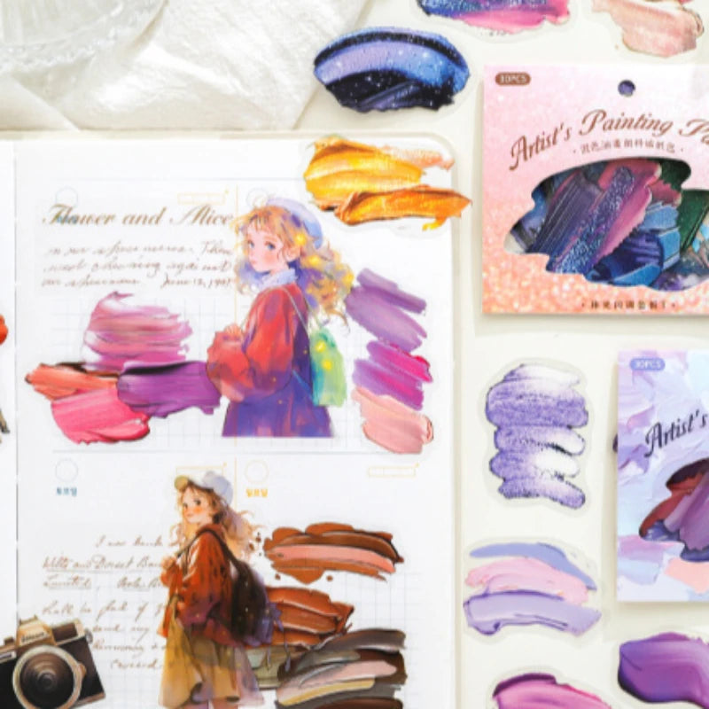 Mr. Paper, 30 pièces, paquet d'autocollants sur le thème de la Palette de couleurs de peinture à l'huile,