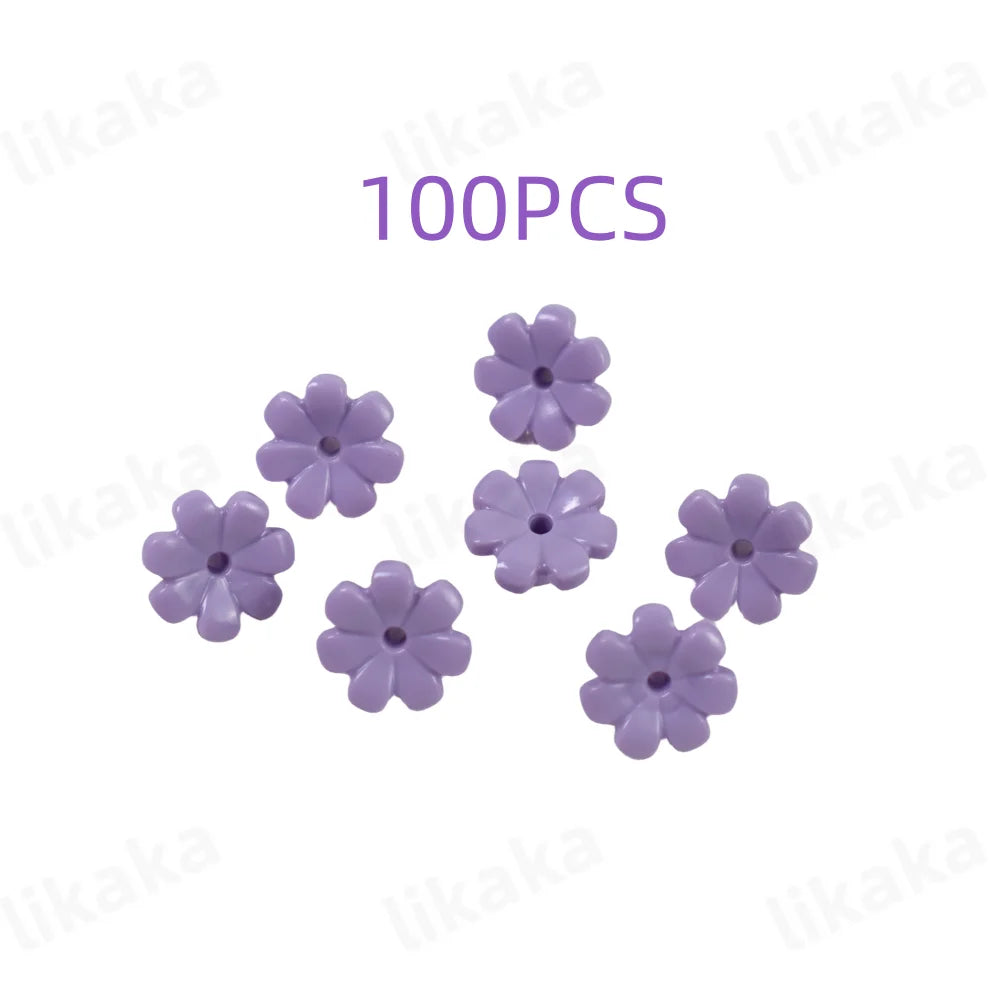 100 pièces MOC blocs de construction de fleurs colorées bricolage belles jardins briques jouets ville arbre maison scène plantes accessoires pour les filles