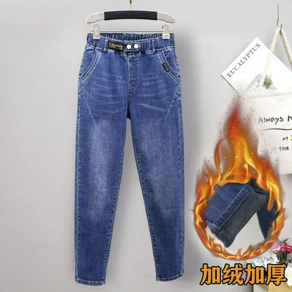 Jean Extensible Extra-Large pour Fille et Femme, Pantalon en Denim Ample et Fin, Nouvelle Collection, 6XL, 5XL
