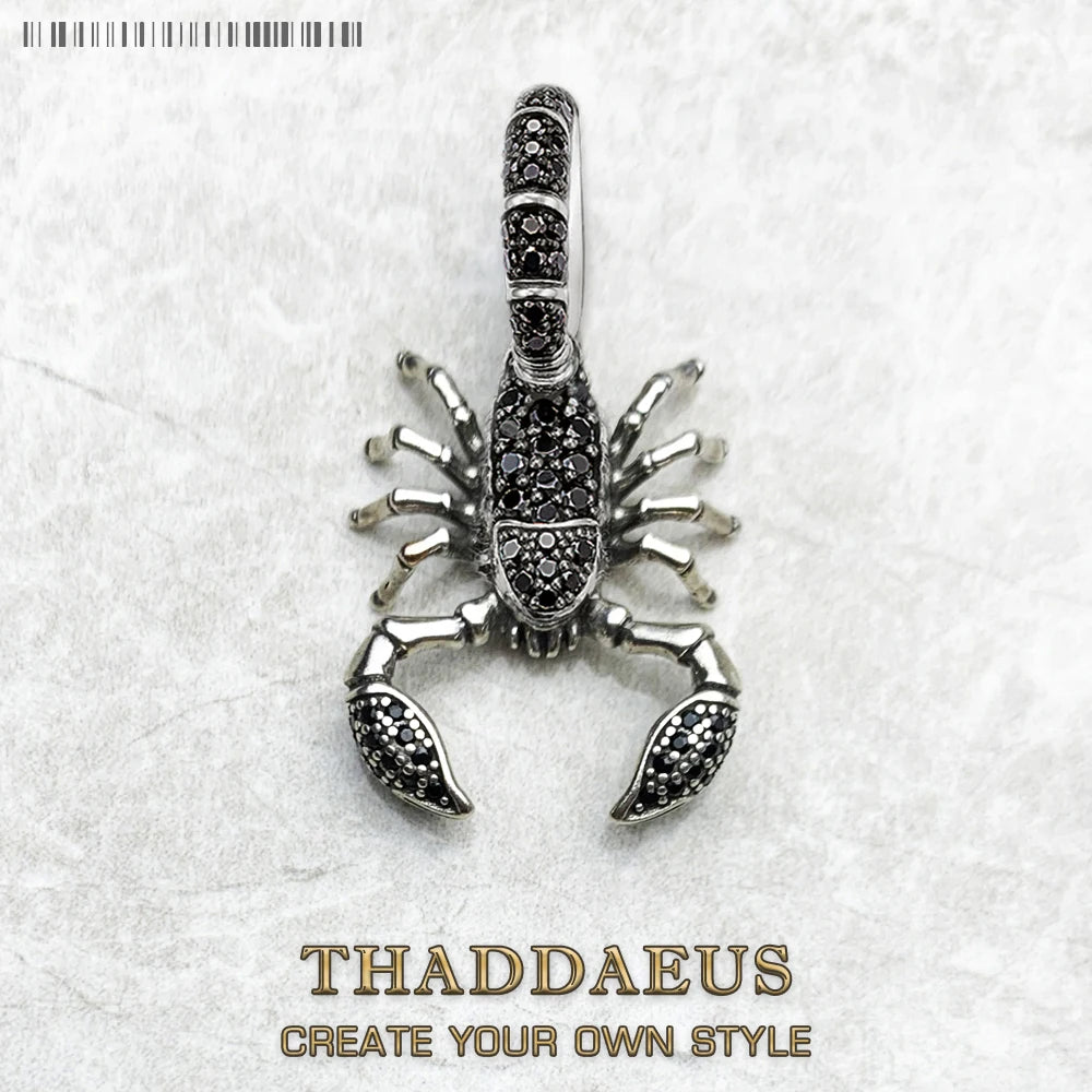 Pendentif Scorpion noir, flambant neuf, bijoux à la mode européenne, accessoires en argent Sterling 925, cadeau pour femmes et hommes rebelle