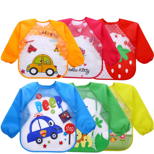 Bavoirs imperméables à manches longues pour bébé, mignon, tablier d'alimentation pour enfants, bavoir, peinture de rots, dessin, vêtements doux pour tout-petits, Bandana
