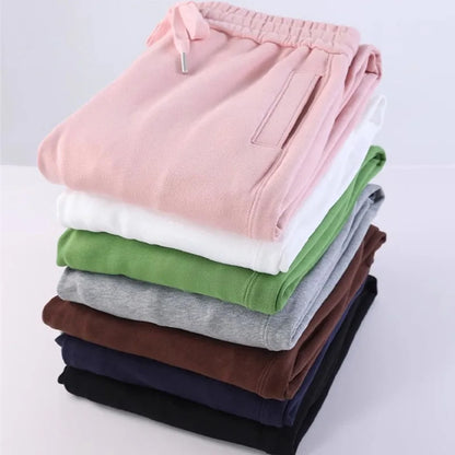 FjWomen's-Pantalon droit décontracté 100% coton, pantalon de survêtement rose, proximité féminine, wstring Bundle Foot Harem, printemps, automne