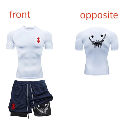 Ensemble de fitness décontracté à la mode pour hommes, vêtements de sport à séchage rapide, shorts + chemise, ensemble 2 pièces, course à pied, entraînement, été
