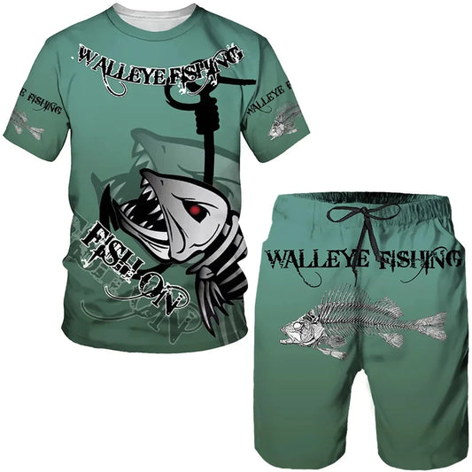 Été pêche bataille camouflage impression 3D hommes T-Shirts ensembles Harajuku mode T-Shirt Shorts deux pièces ensemble pull décontracté survêtement