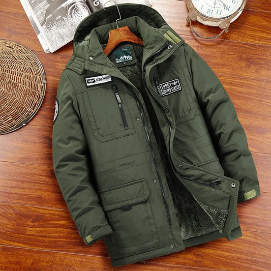 Parka d'hiver à capuche épaisse pour hommes, coupe-vent chaud, vestes décontractées pour hommes, vêtements d'extérieur, mode militaire