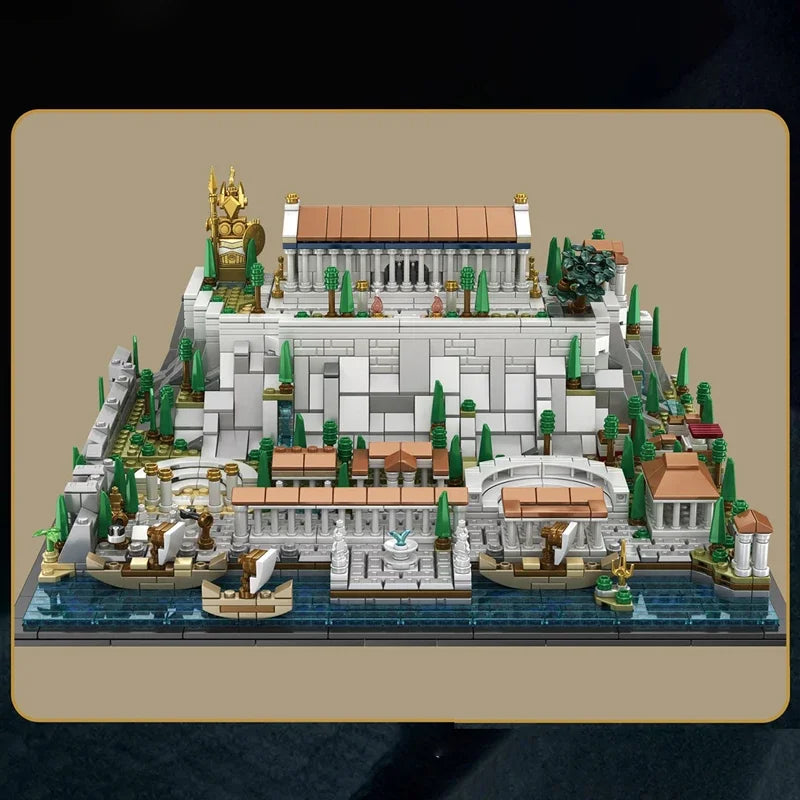 Décennie s de construction du château d'Athènes, jouets en brique, tiges créatives, MOC 66034, temple rétro, Grèce, Acropolls, modèle 1988 pièces