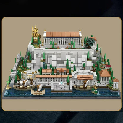Décennie s de construction du château d'Athènes, jouets en brique, tiges créatives, MOC 66034, temple rétro, Grèce, Acropolls, modèle 1988 pièces