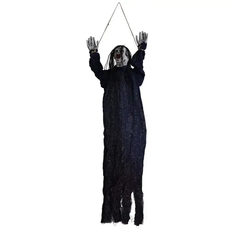 Sac d'horreur d'Halloween avec cheveux blancs, fantôme sanglant, globe oculaire, dreadlocks face, cheveux longs, sanglant, mal rampant