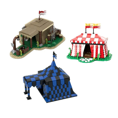 CreSauu-décennie s de construction d'architecture médiévale assemblés par des parents, puzzle modèle de tente, vue sur la rue, petits MOC-132503 ponctuels, 85668, 145861