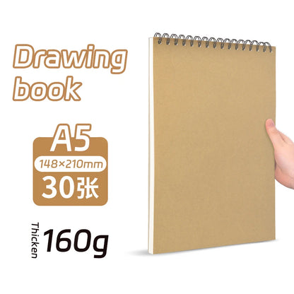 Carnet de croquis d'art en papier kraft, carnet à spirale, bloc-notes de dessin, journal Bullet, fournitures scolaires, 160101