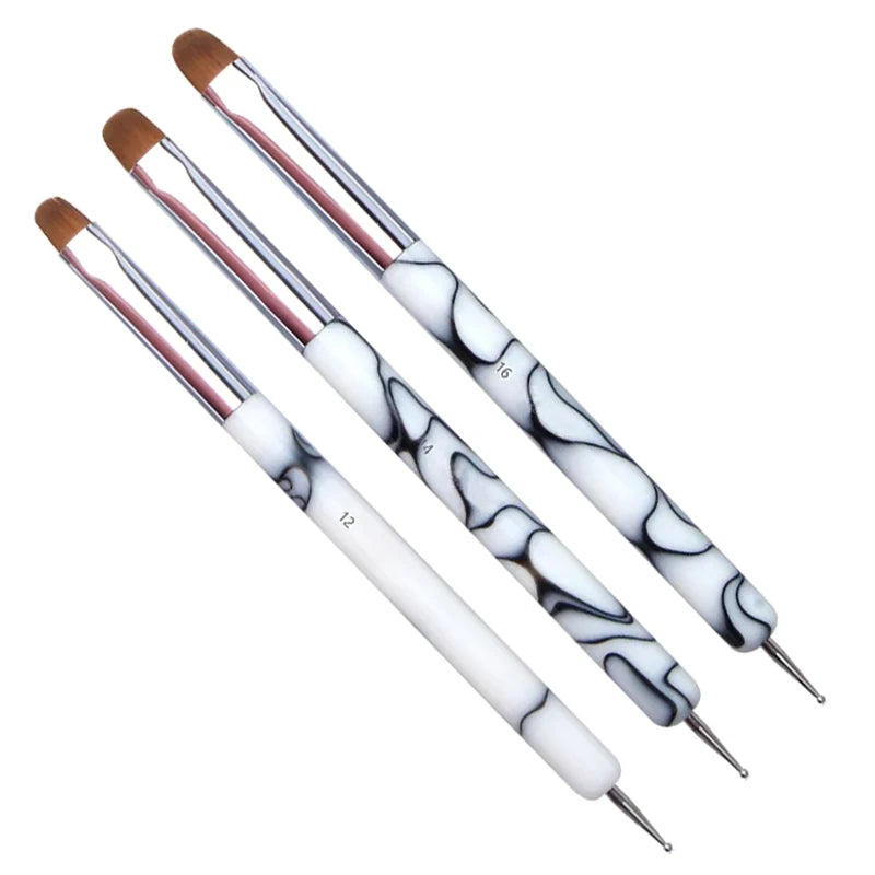 Kolinsky Sable – pinceaux français à double tête, stylo à points pour ongles