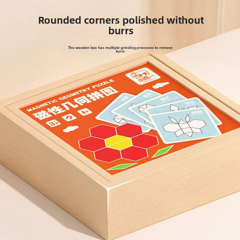 CPC CE Magnetic Tangram Puzzle Wooden Geometric Building Block Primary School Students 3-6 Years Old Children Educational Toys