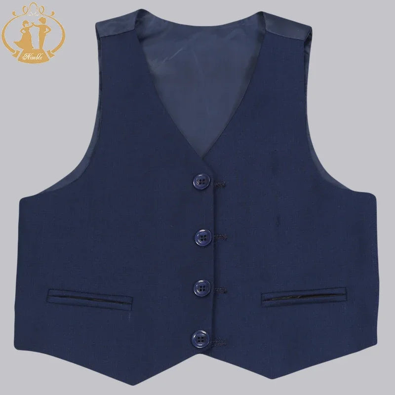 Costumes formels pour garçons, 3 pièces, pour mariage, Costume d'hôte de fête pour enfants, Blazer bleu, gilet, pantalon, vente en gros, printemps-automne