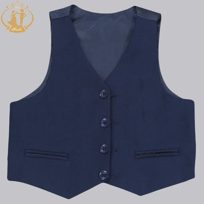 Costumes formels pour garçons, 3 pièces, pour mariage, Costume d'hôte de fête pour enfants, Blazer bleu, gilet, pantalon, vente en gros, printemps-automne