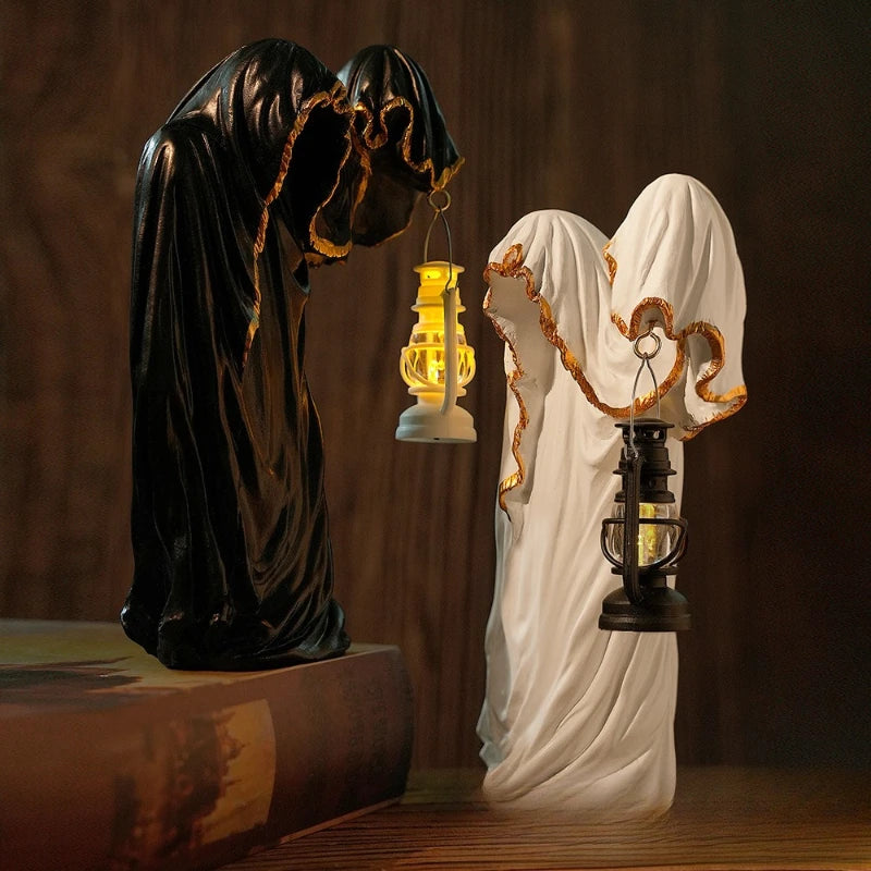 Lanterne de magicien fantôme, décoration amusante indispensable pour Halloween, homme mystérieux foncé, décorations créatives de bureau noires pour Halloween