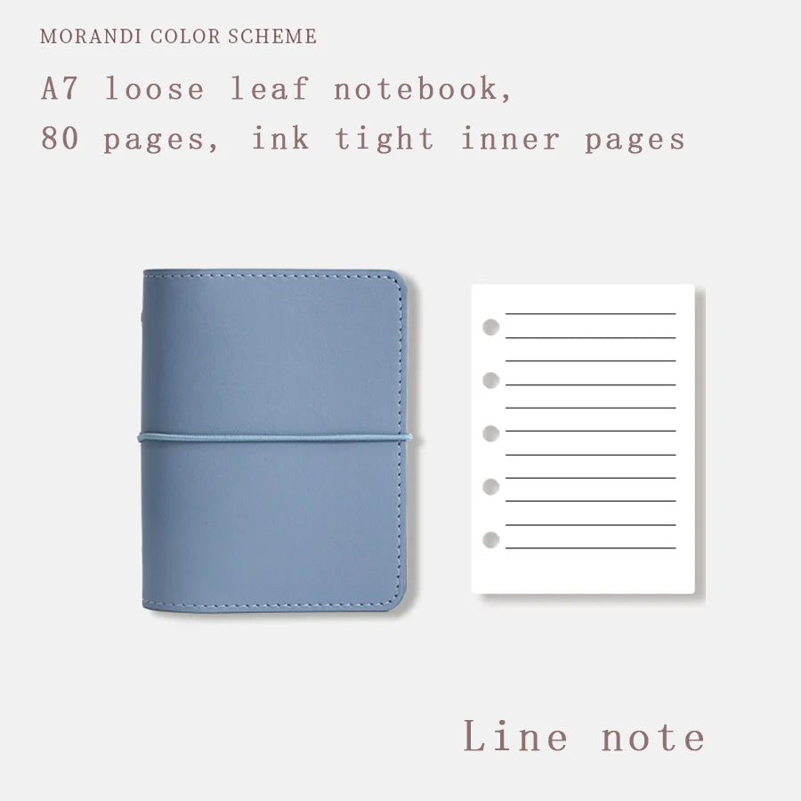 Cahier A7 à Feuilles Mobiles en Cuir Souple,