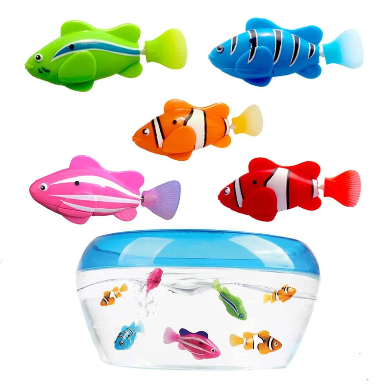 Jouet de bain électronique en forme de poisson robot pour enfant, animal de compagnie robotique avec batterie incluse, décoration de pêche, se comporte comme un vrai poisson, 5 pièces/ensemble