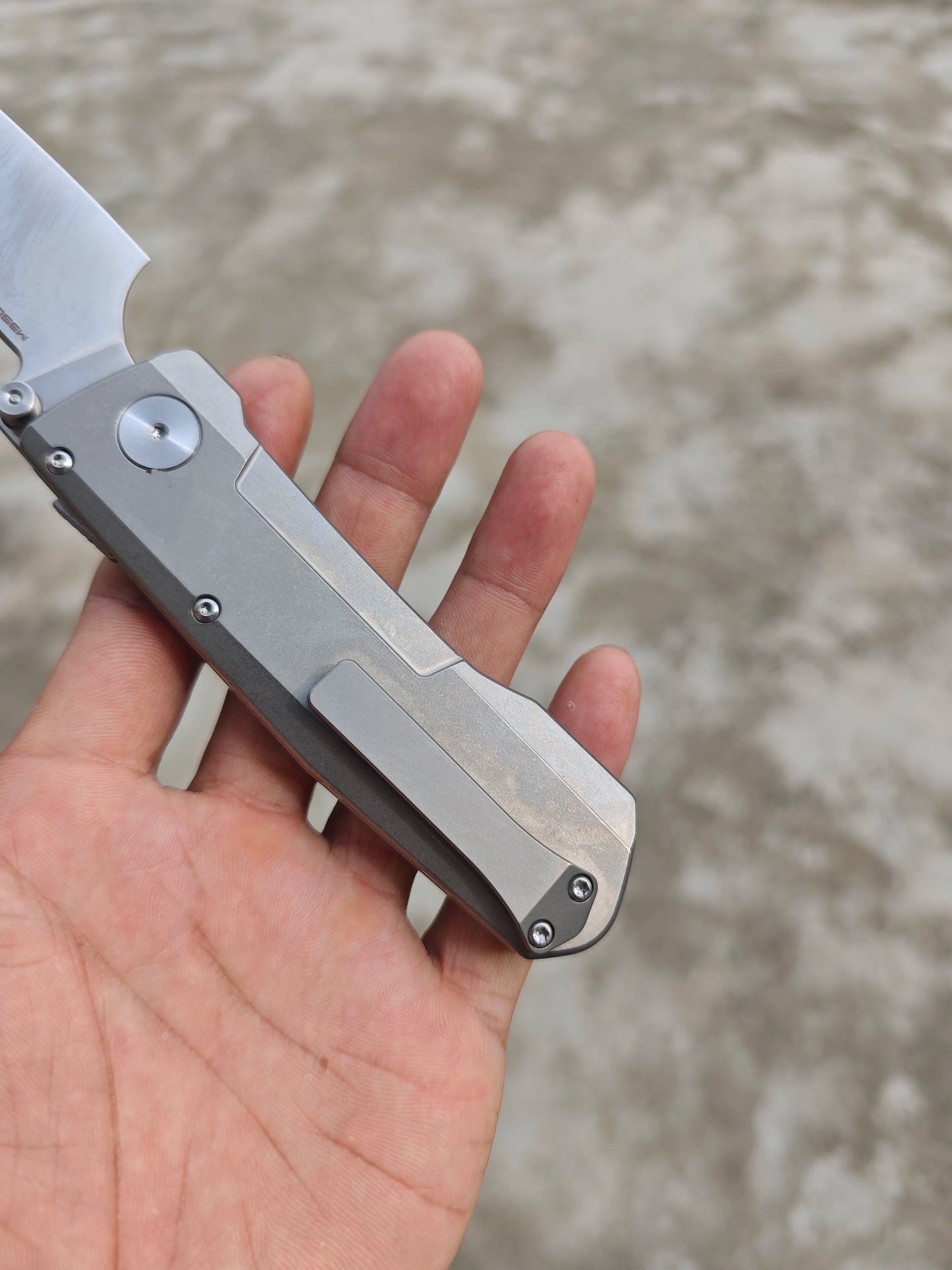 WinterPudding – couteau pliant Seveen, lame Bohler M390, manche en titane TC4, Compact et pratique EDC