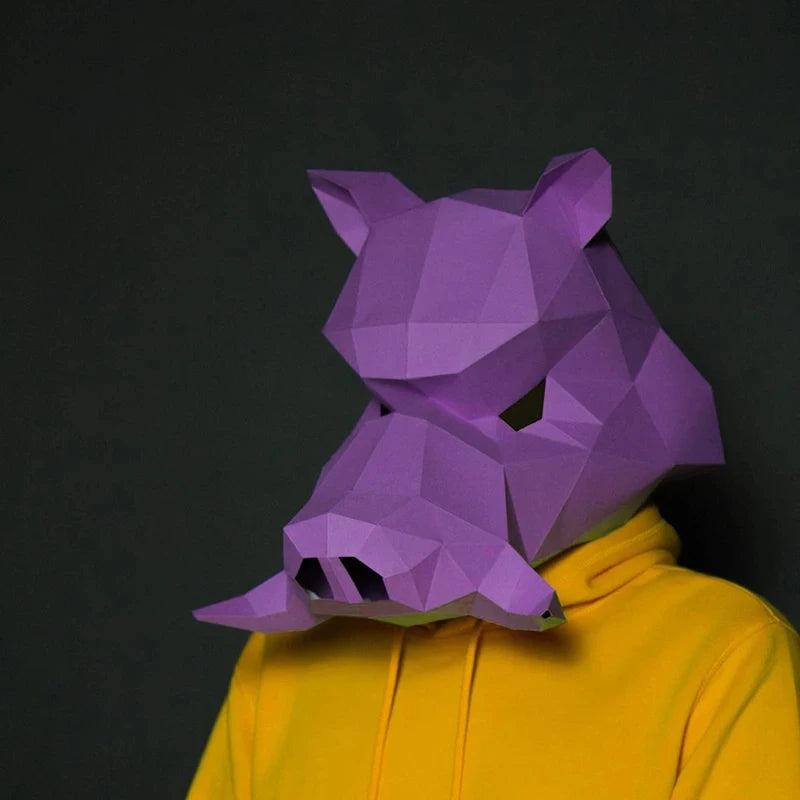 Masque en papier 3D à porter, modèle lapin Animal Cosplay bricolage, couvre-chef Origami Papercraft noël Halloween bal Party, cadeau pour filles