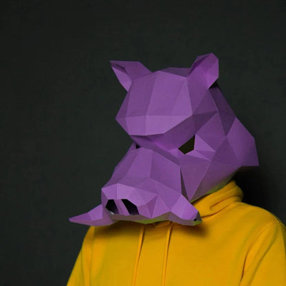 Masque en papier 3D à porter, modèle lapin Animal Cosplay bricolage, couvre-chef Origami Papercraft noël Halloween bal Party, cadeau pour filles