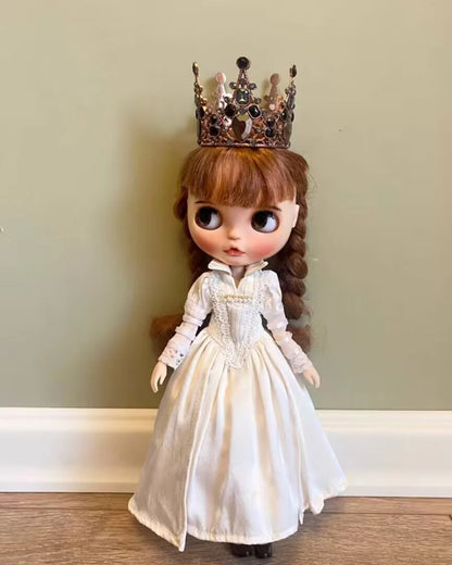 1 ensemble de robes de style princesse Blythe/landoudou en soie Red Queen, Peach Queen (convient pour azone,Pullip,Ob22,24,26, Licca)