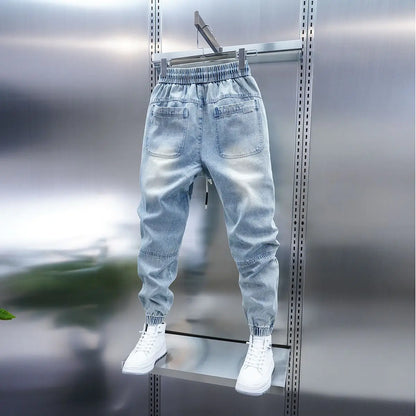 Jean sarouel à la mode pour hommes, pantalon fin décontracté d'extérieur, marque de luxe, printemps et été