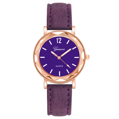 Montre à Quartz décontractée, bracelet en cuir, strass,