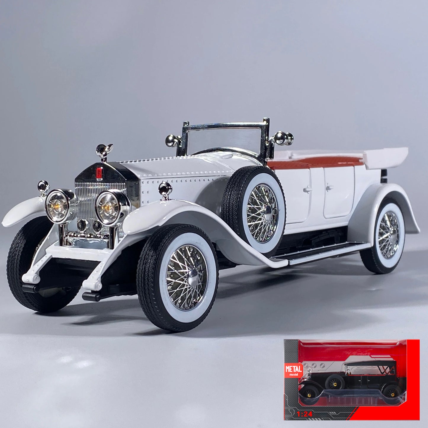 1:24 Rolls Royce Phantom I 1925 luxe classique rétro berline alliage métal moulé sous pression modèle voiture son lumière retirer Collection passe-temps