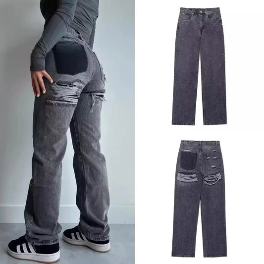Fjadt-Pantalon droit long pour femme, pantalon à jambe large pour femme, braguette zippée solide, rue sauvage, trajet domicile-travail, nouveau