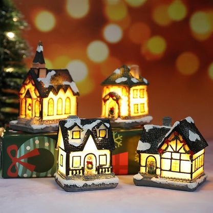 Nouvelles décorations de noël en résine, petite maison, Micro paysage, petits ornements, cadeaux de noël