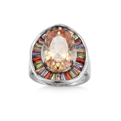 Bagues de mariée en argent Sterling 925, grand rond coloré, CZ, Champagne, Zircon cubique, bijoux pour femmes, cadeau de fête, nouvelle collection