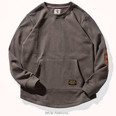 Sweat-shirt kangourou en velours pour homme, nouveau, rétro américain, lourd, poches, Simple, pur coton lavé, vêtement de sport décontracté, automne et hiver