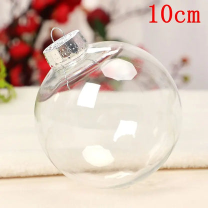 Décoration suspendue pour arbre de noël vide, 2 pièces, 6/8/10cm, boule ronde transparente ouverte en plastique, ornement Transparent, fournitures de fête pour enfants, bricolage