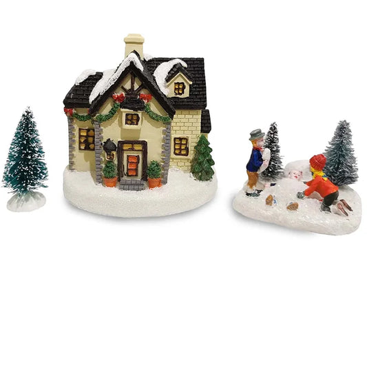 Ensemble d'accessoires de Village de noël, Figurine de jeu pour enfants, décoration de scène de construction à collectionner, cheminée de maison, décor de vacances