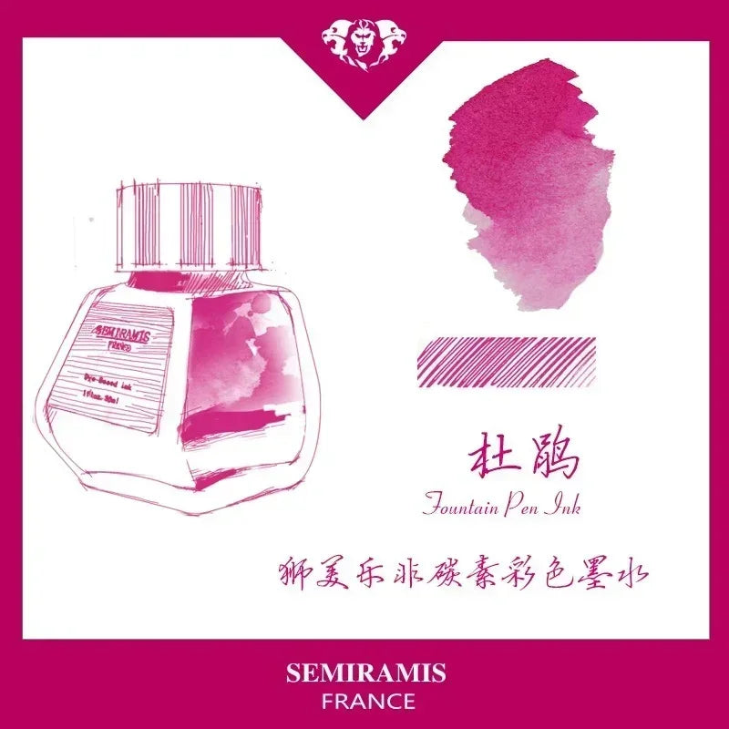 SEMIRAMIS 25 couleurs 30 ml  encre stylo plume sans carbone