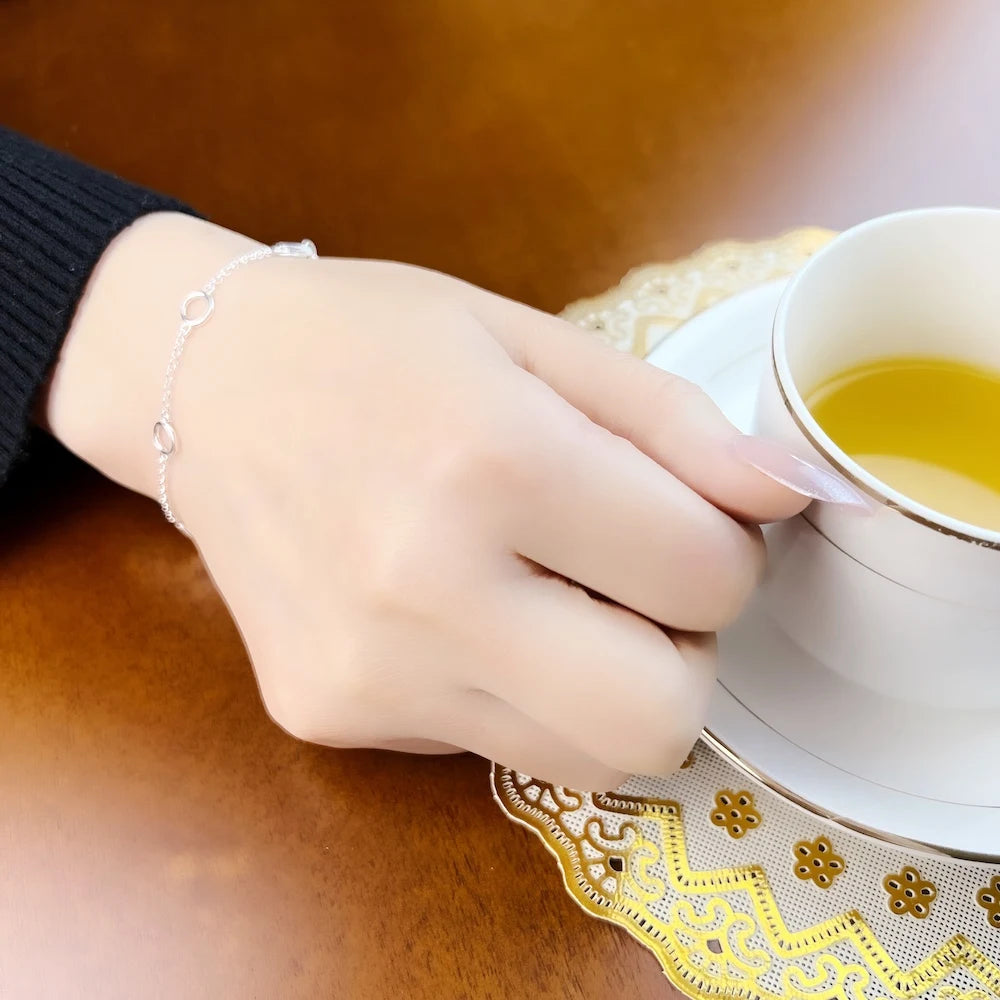 Bracelets à breloques de base avec œillets ronds, chaîne à maillons en argent Sterling 925, bijoux de Club à la mode, Style européen, cadeau pour femmes