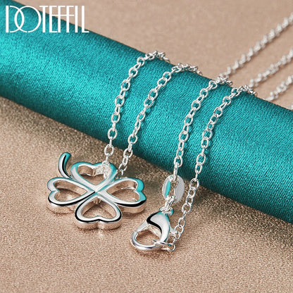 DOTEFFIL 925 argent Sterling trèfle à quatre feuilles chaîne collier Bracelet boucle d'oreille ensemble pour femme mariage fiançailles bijoux de mode
