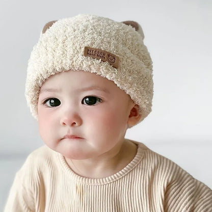 Bonnets de protection des oreilles pour bébés garçons et filles, chapeaux pour tout-petits, bonnet chaud pour bébé, chapeaux en laine douce pour enfants, mignons, hiver