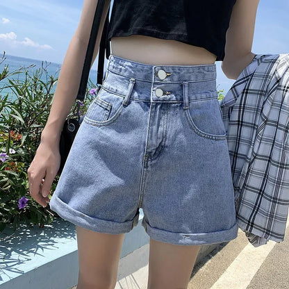 Short en denim taille haute pour femme, streetwear simple, simple, chic, classique, décontracté, été, Ulzzang, offre spéciale